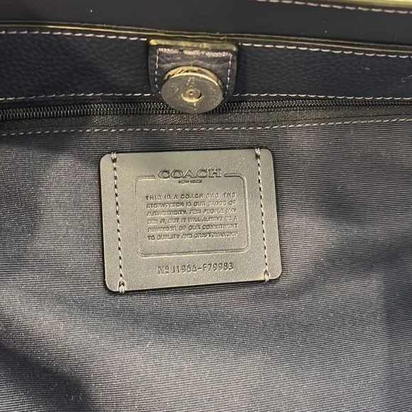 Coach Town Tote Metallic Cadet Blue Pebbled Leather New NWOT - Picture 4 of 6